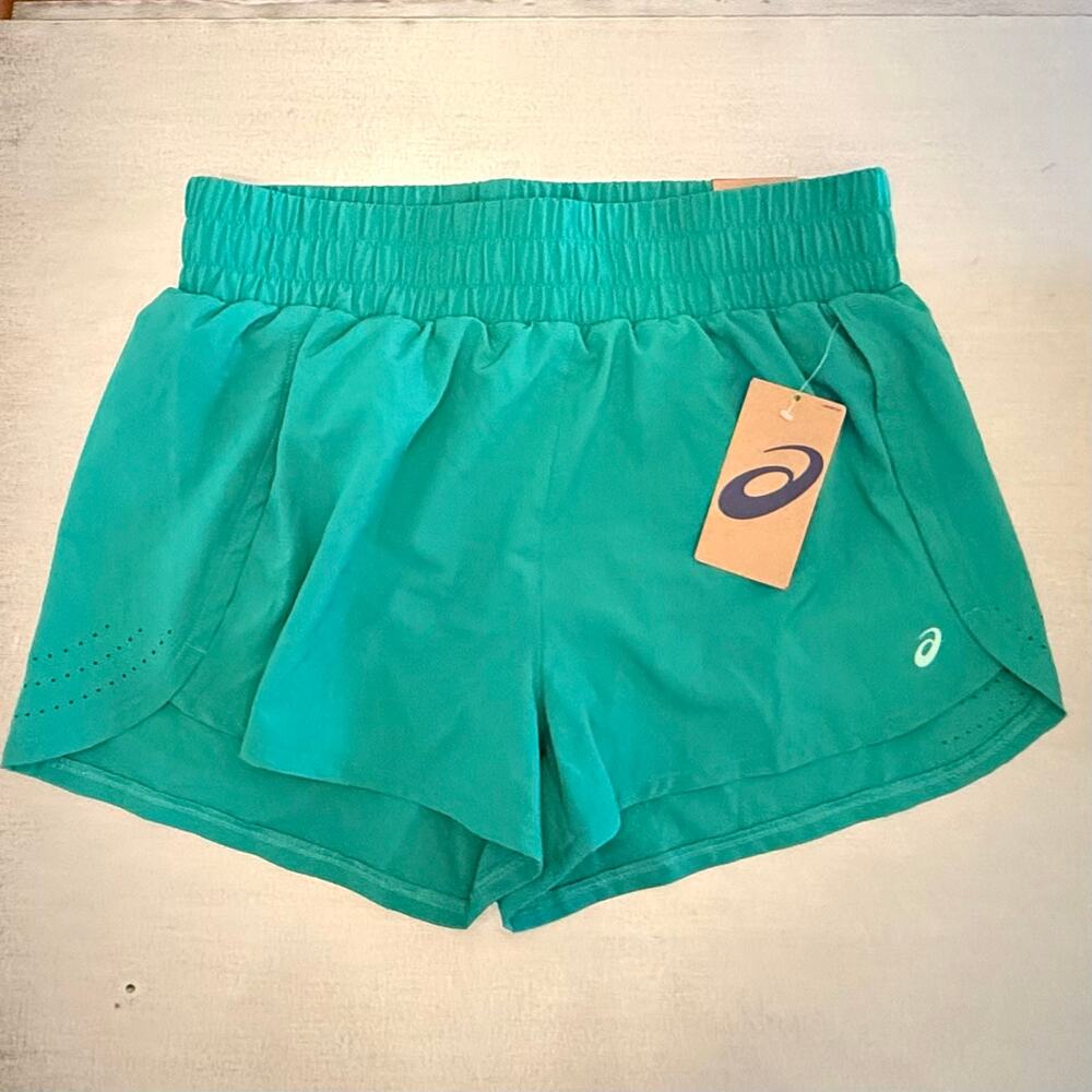 ASICS Women Performance Athletic Running Shorts – Green, Size Medium (M)